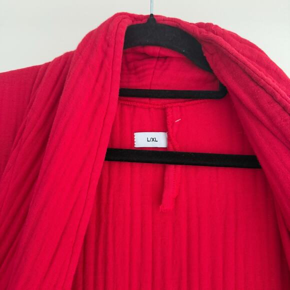 Muslin Comfort Cotton Robe L/XL Red Full Length Gauze Spa Relax Loungewear - Picture 11 of 11